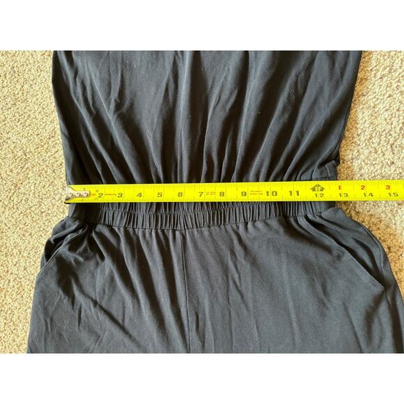 Pact Organic Jumpsuit Black Cotton V Neck Sleeveless Minimalist Basic Casual - Picture 4 of 7